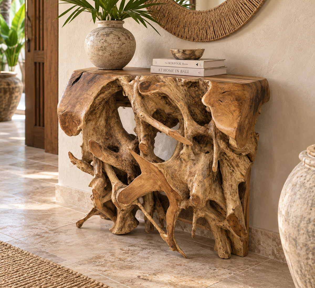 Broward Design Handcrafted Bali Teak Root Console Table, 32" – One of a Kind