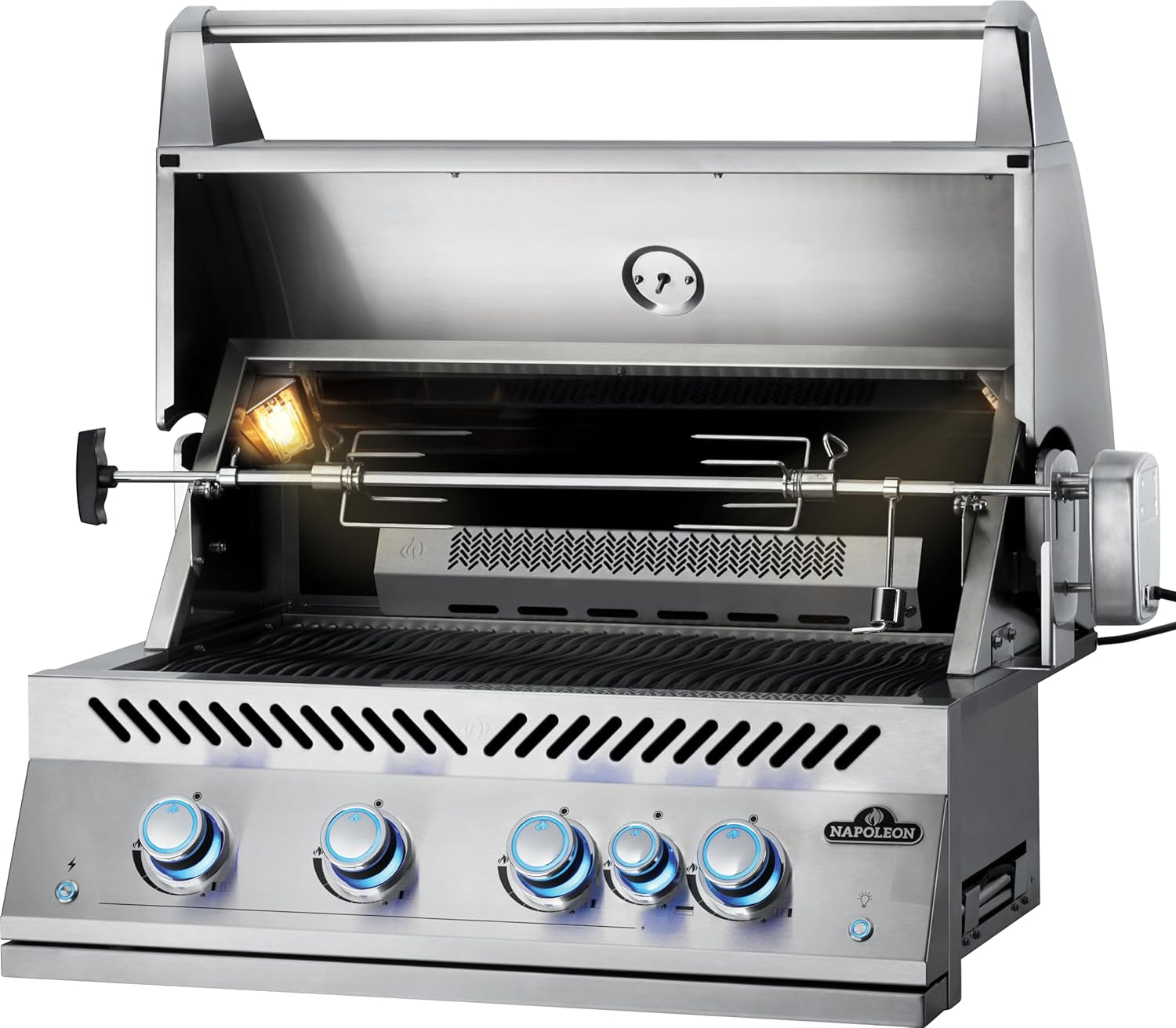 Built-In 700 Series 32-Inch Natural Gas Grill Head with Infrared Rear Burner - BIG32RBNSS-1-4 Main Burners, Infrared Rear Burner, Stainless Steel, Included Rotisserie Kit