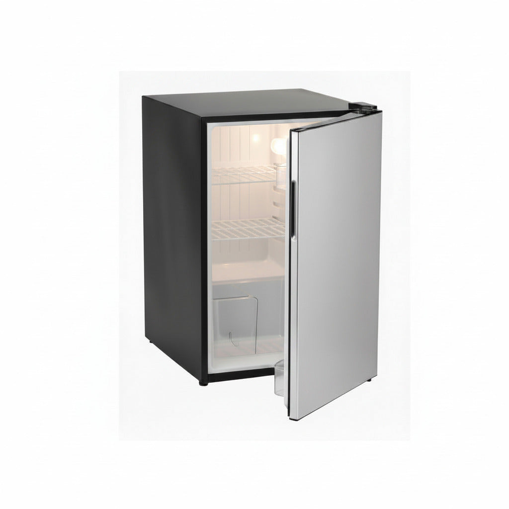 Contemporary Refrigerator – 4.5 Cu. Ft. Compact Stainless Steel Outdoor Fridge with Reversible Door and Full Temperature Control