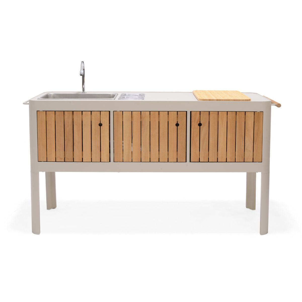 LifestyleGarden Portals Light Outdoor Kitchen with FSC Teak & Stainless Steel Sink