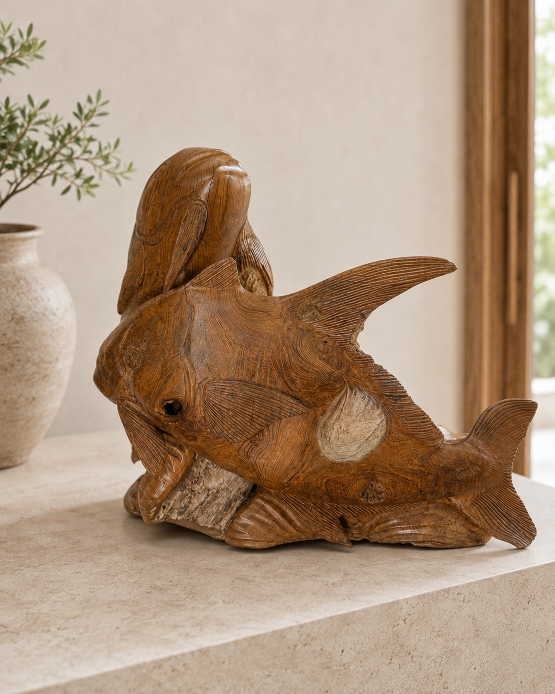 Broward Design Rising Current Teak Permit Sculpture