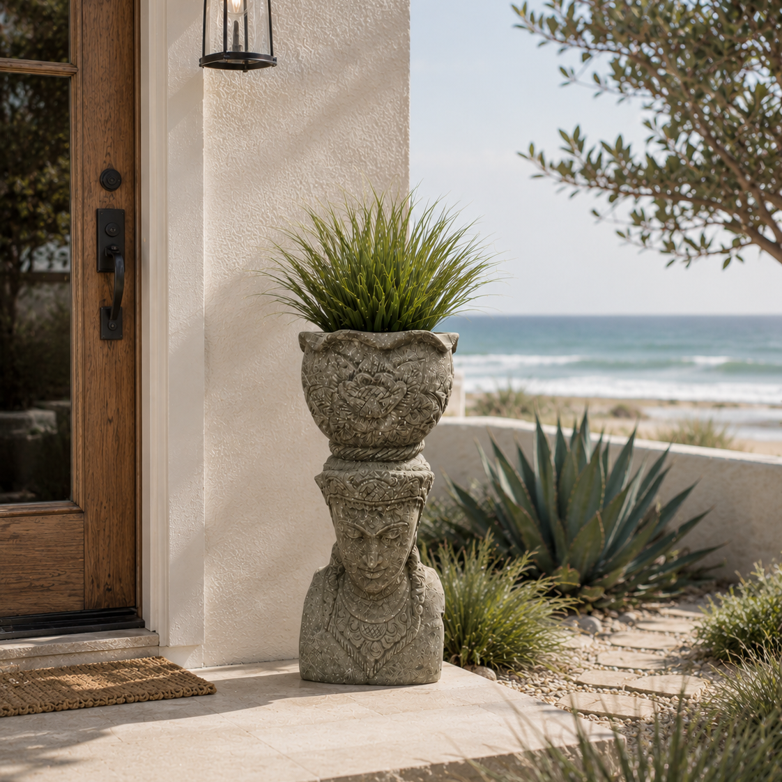 The Broward Design Center Stone Buddha Garden Planter – 39"