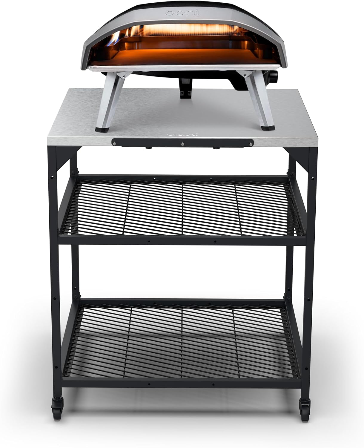 Ooni Large Modular Outdoor Table - 31X31X35 Inch Stainless Steel Pizza Oven Stand, Barbecue Cart, Outdoor Pizza Station