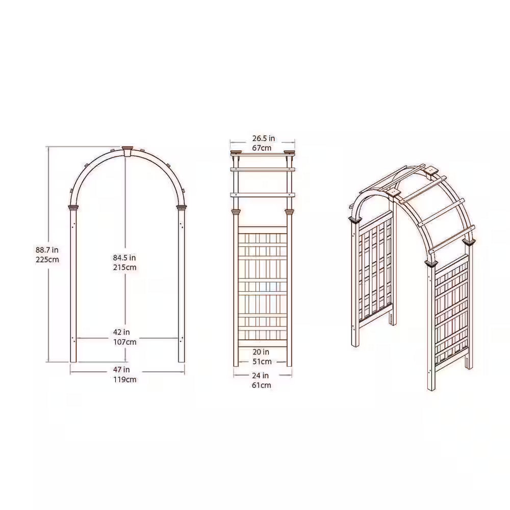 Rosewood 47 In. L X 24 In. W X 88 In. H Cedar Arbor, Charcoal