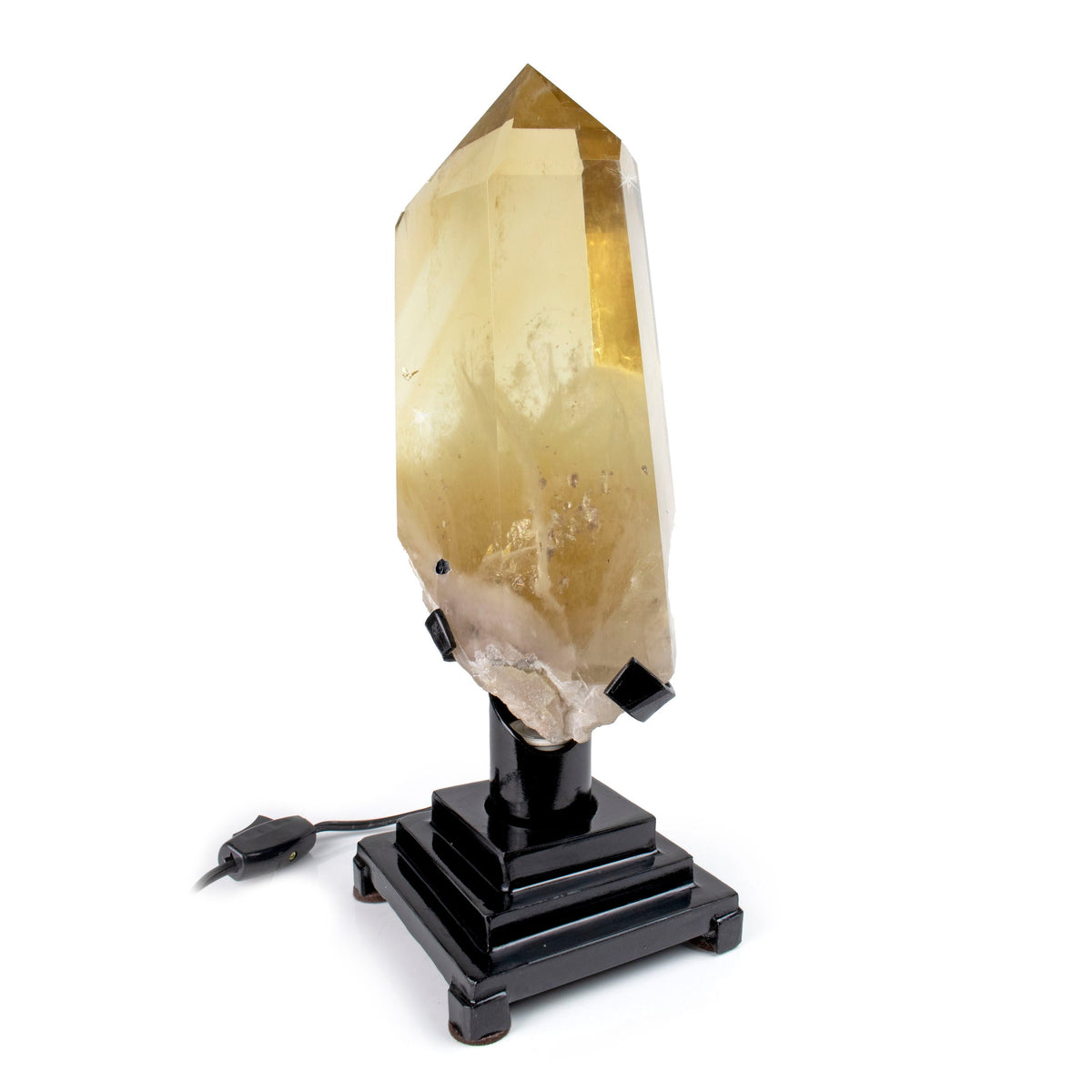 Rare Earth Gallery Brazilian Citrine Point on Lighted Rotating Stand