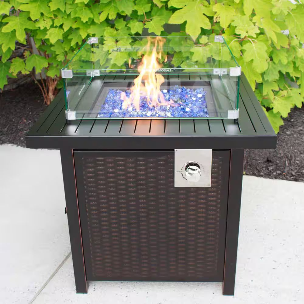 20.5 In. X 20.5 In. Square Tempered Glass Fire Pit Wind Guard for 15 In. Square Drop-In Fire Pit Pan