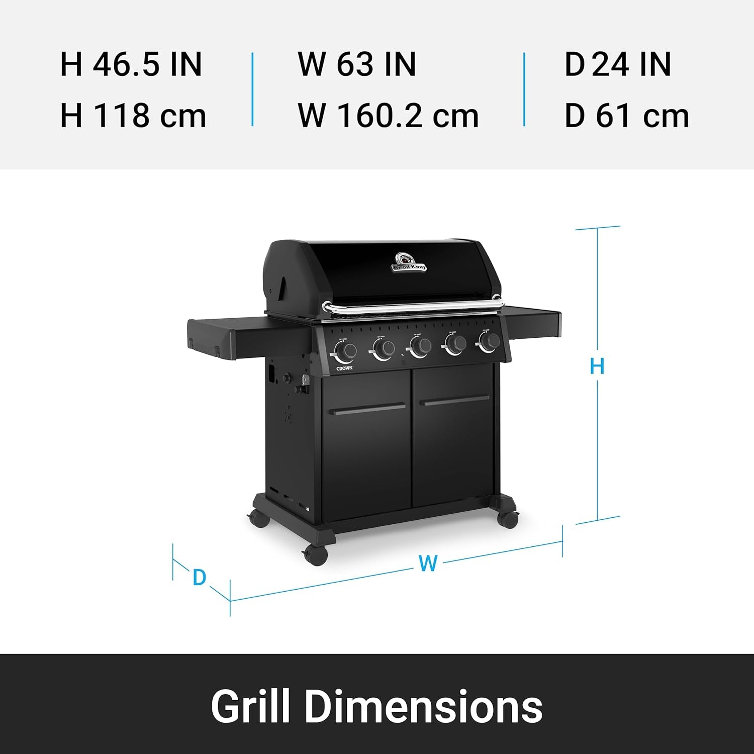 866154 Crown 520 Shadow 5-Burner Propane Gas Grill in Black