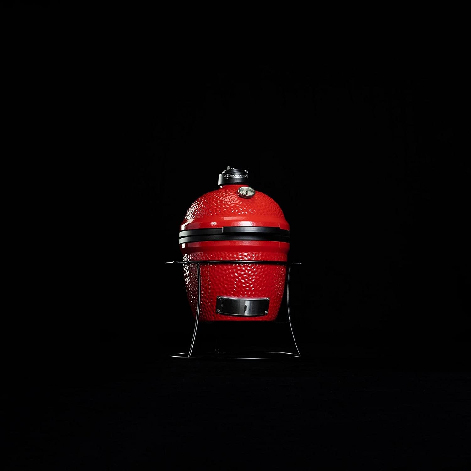 Joe Jr 13.5-Inch Portable Ceramic Charcoal Grill with Grill Stand, Stainless Steel Cooking Grate, Heat Deflectors and Ash Tool in Red, Model KJ13RH