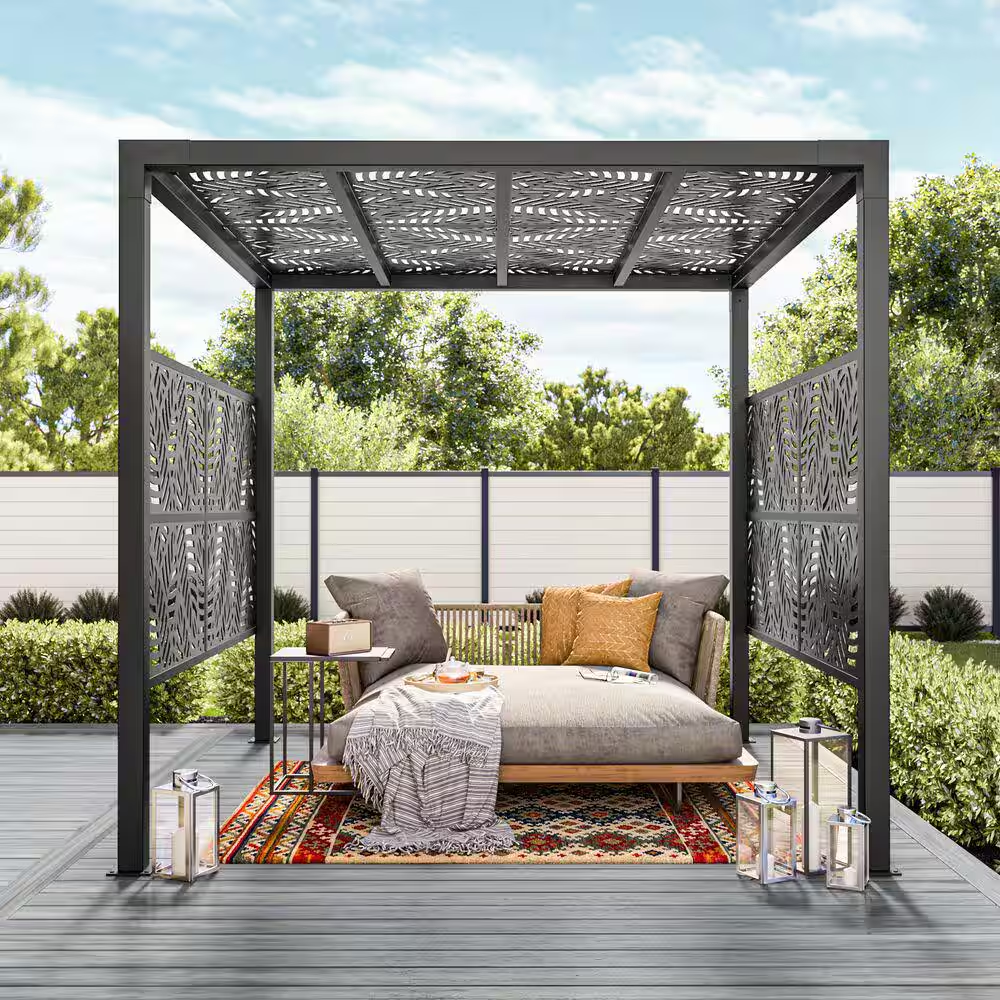 Barrette Outdoor Living 8' x 8' Matte Black Aluminum Pergola – Modern Outdoor Shade Structure