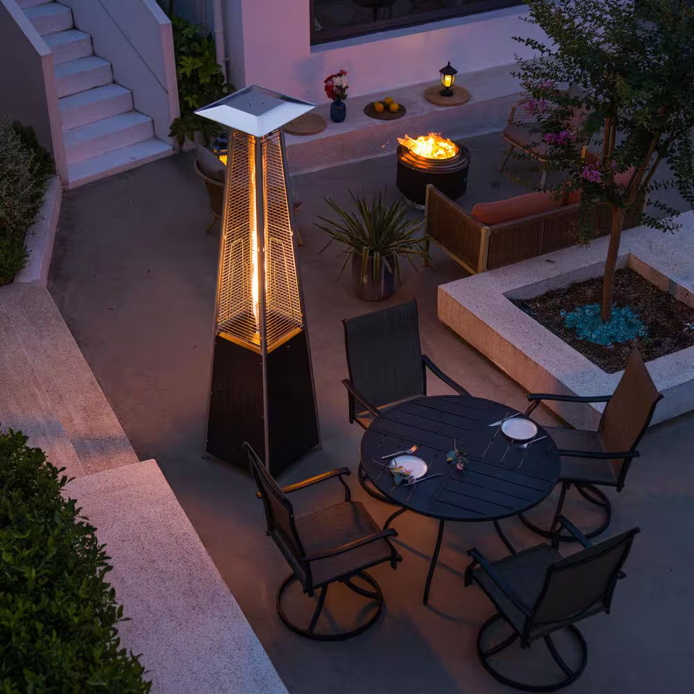 48,000 BTU Pyramid Standing Patio Heater Propane Heater for Outdoor Use with Wheels Ideal for Backyard Balcony 6-8