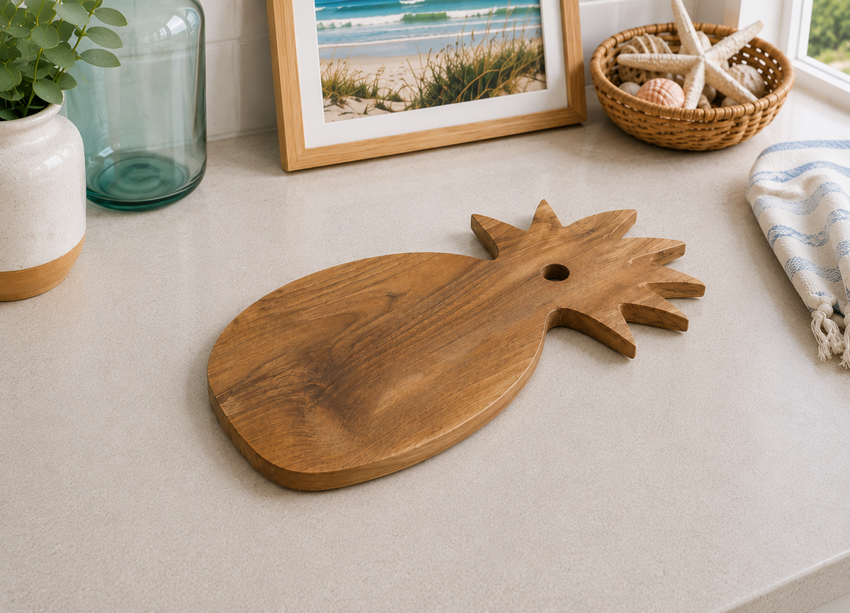 Broward Design Center Large Teak Pineapple Cutting & Serving Board