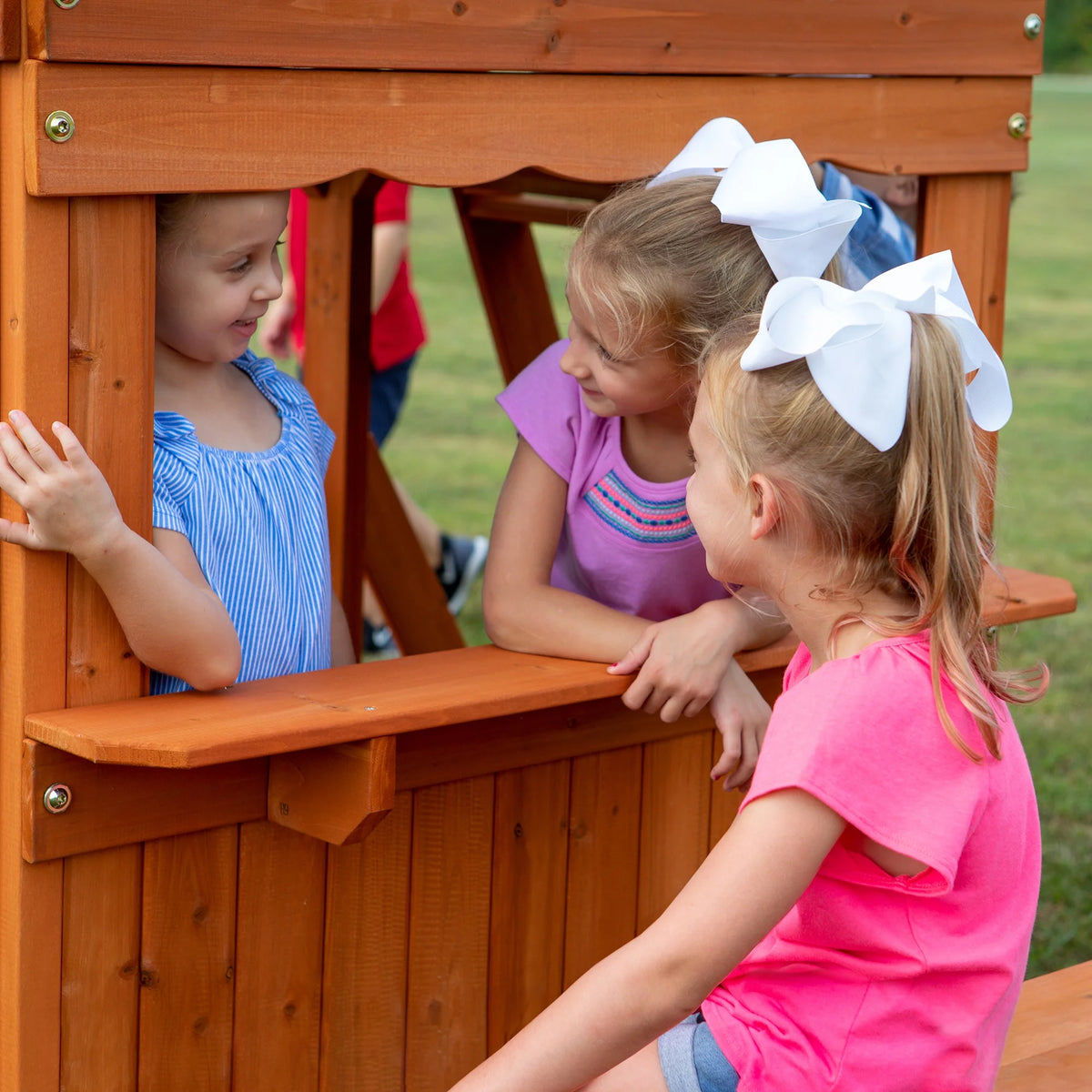 Oakmont Cedar Wooden Swing Set with 4 Foot Dek Height.