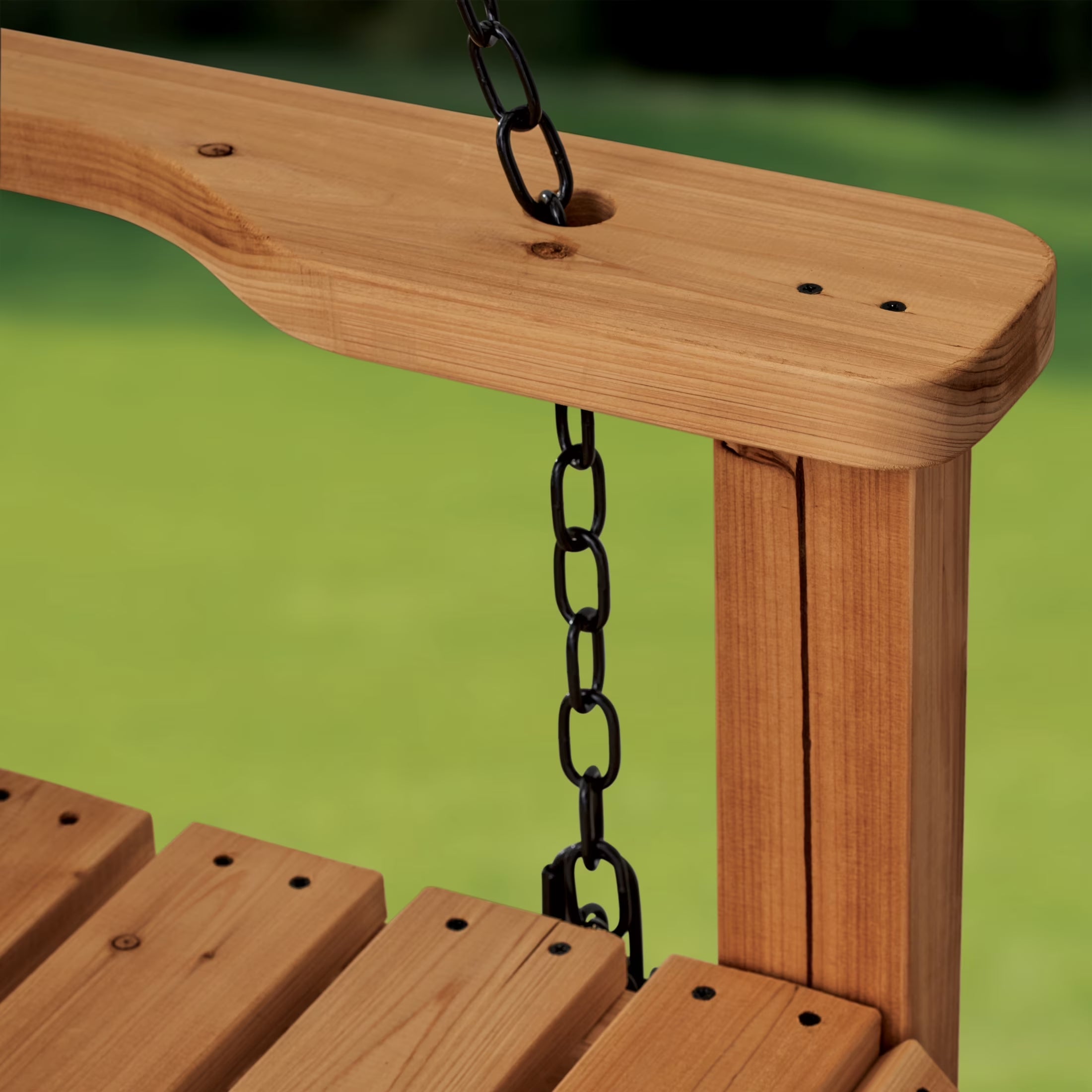 55" Cedar Wood Farmhouse Outdoor Porch Swing Bench, Two-Person Seating