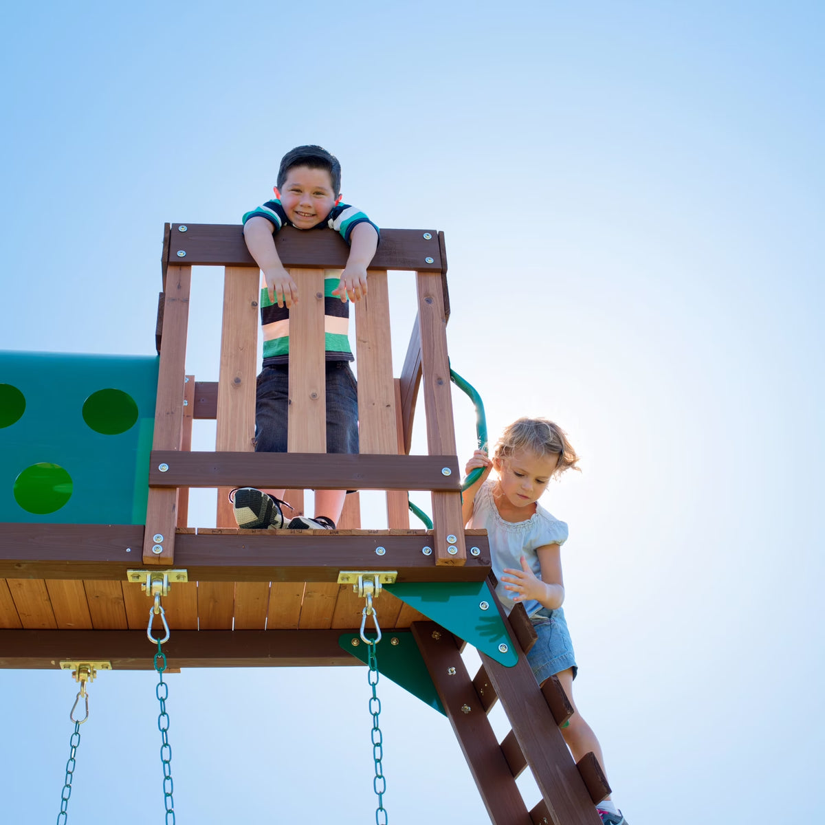 Woodridge Elite Cedar Wood Swing Set, Slide, Clubhouse, Crawl Tunnel
