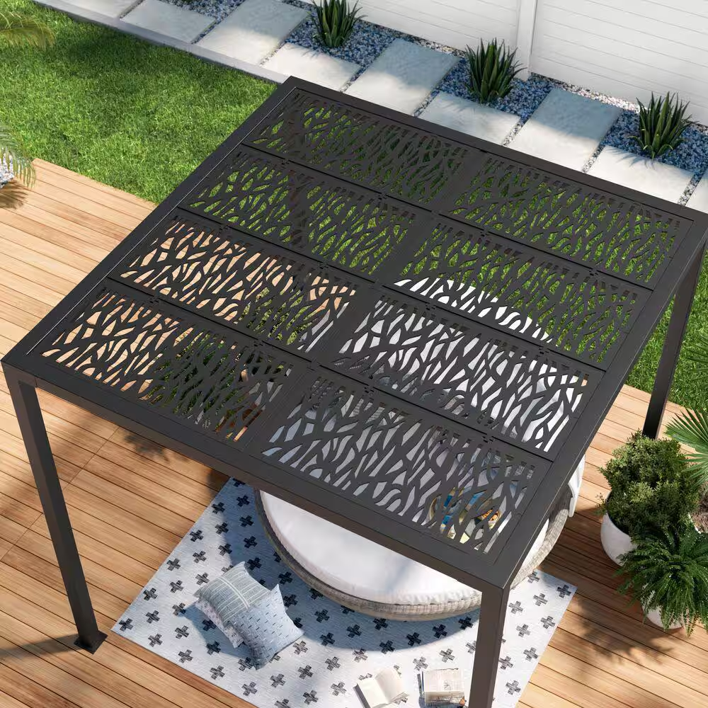 Barrette Outdoor Living 8' x 8' Matte Black Aluminum Pergola – Modern Outdoor Shade Structure