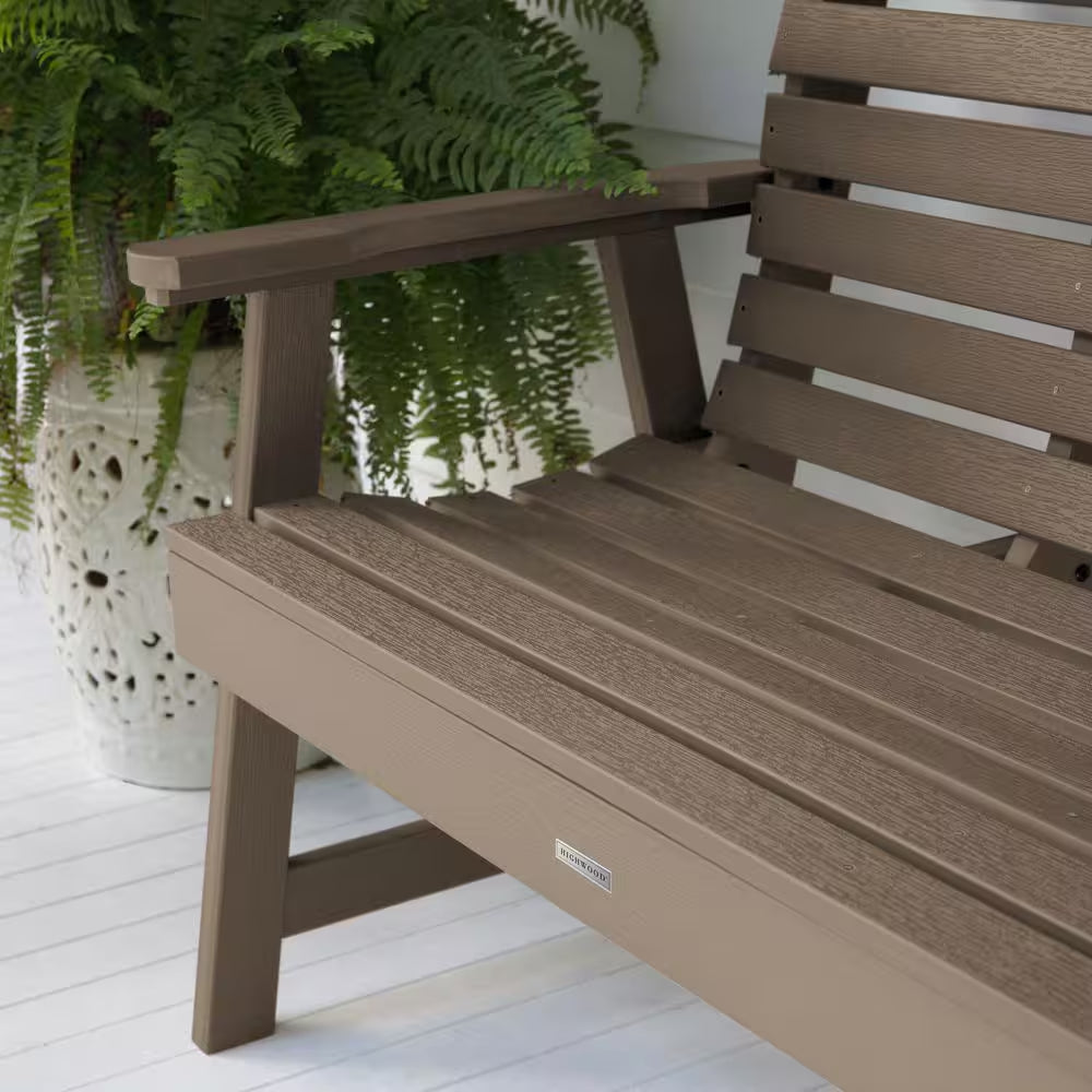 Weatherly 4 Ft. 2-Person Woodland Brown Recylced Plastic Outdoor Bench