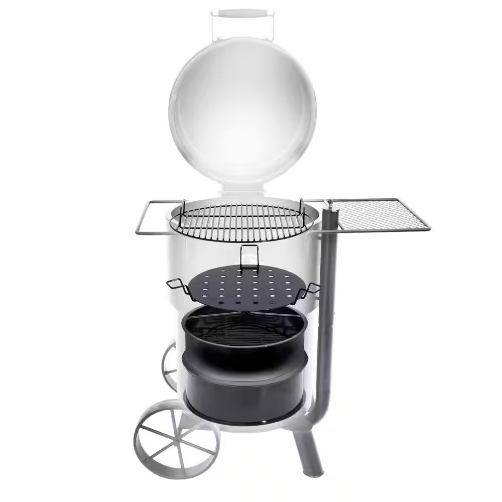 Bronco Charcoal Drum Smoker Grill in Black with 284 Sq. In. Cooking Space