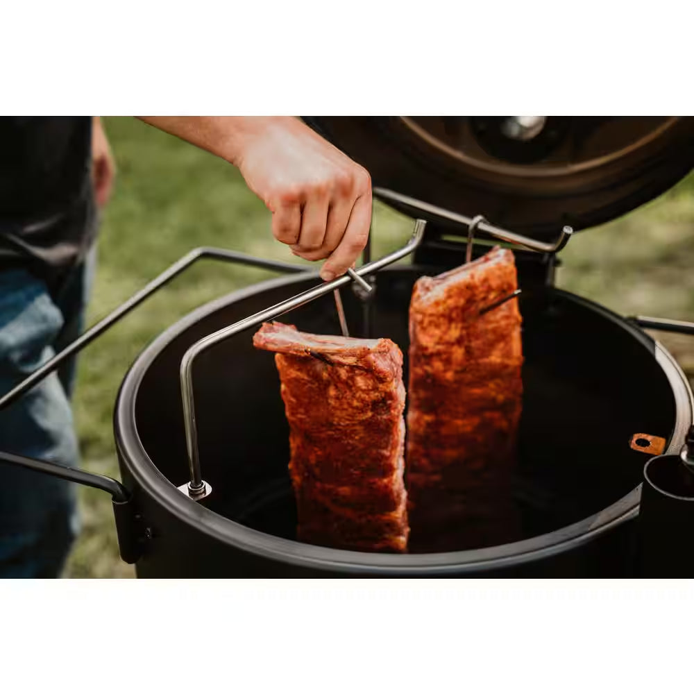 Bronco Charcoal Drum Smoker Grill in Black with 284 Sq. In. Cooking Space