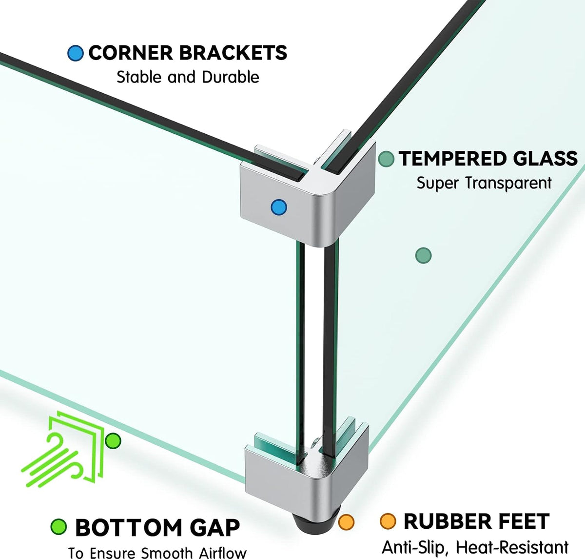 19" Square Fire Pit Screen Glass Wind Guard