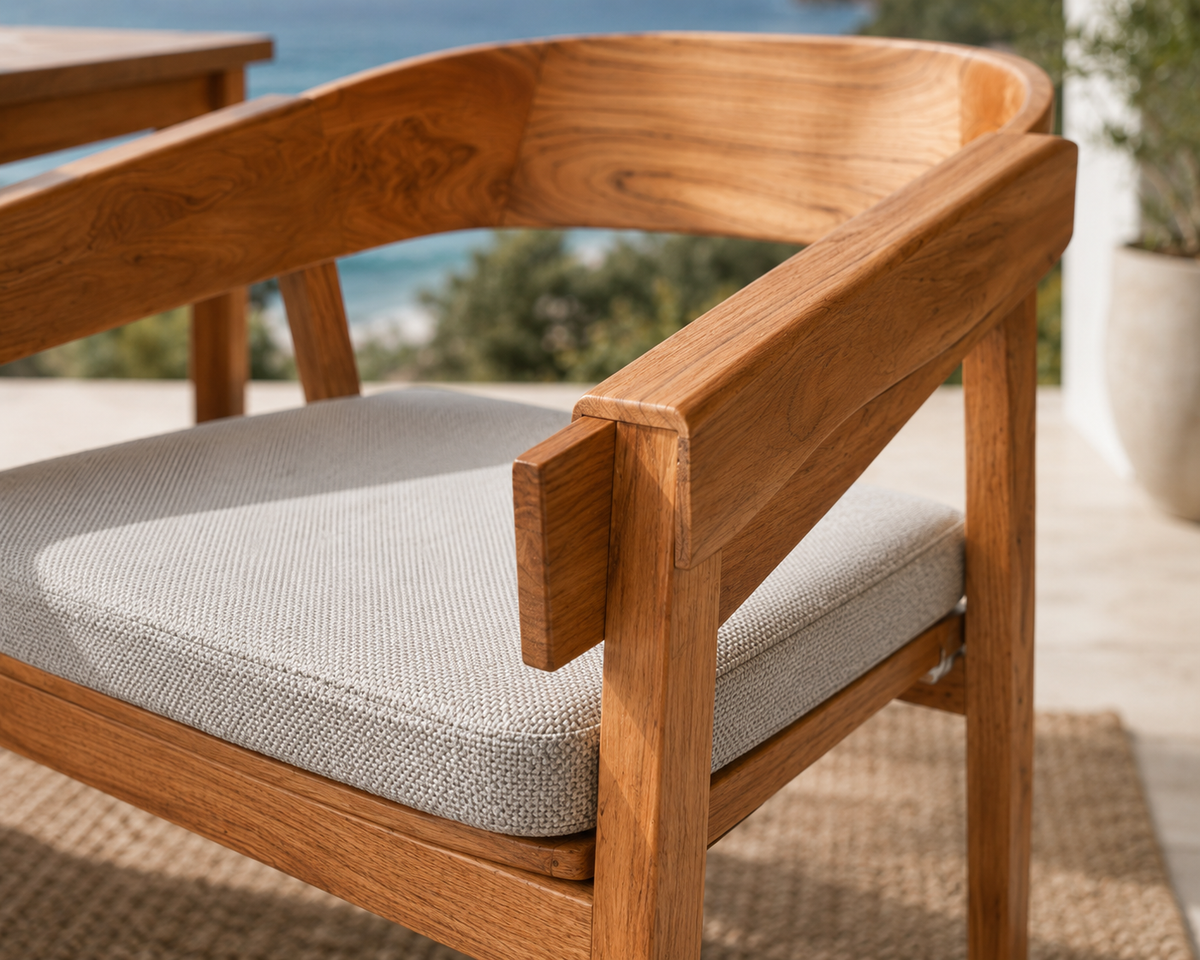 Broward Design Teak Round Back Arm Chair