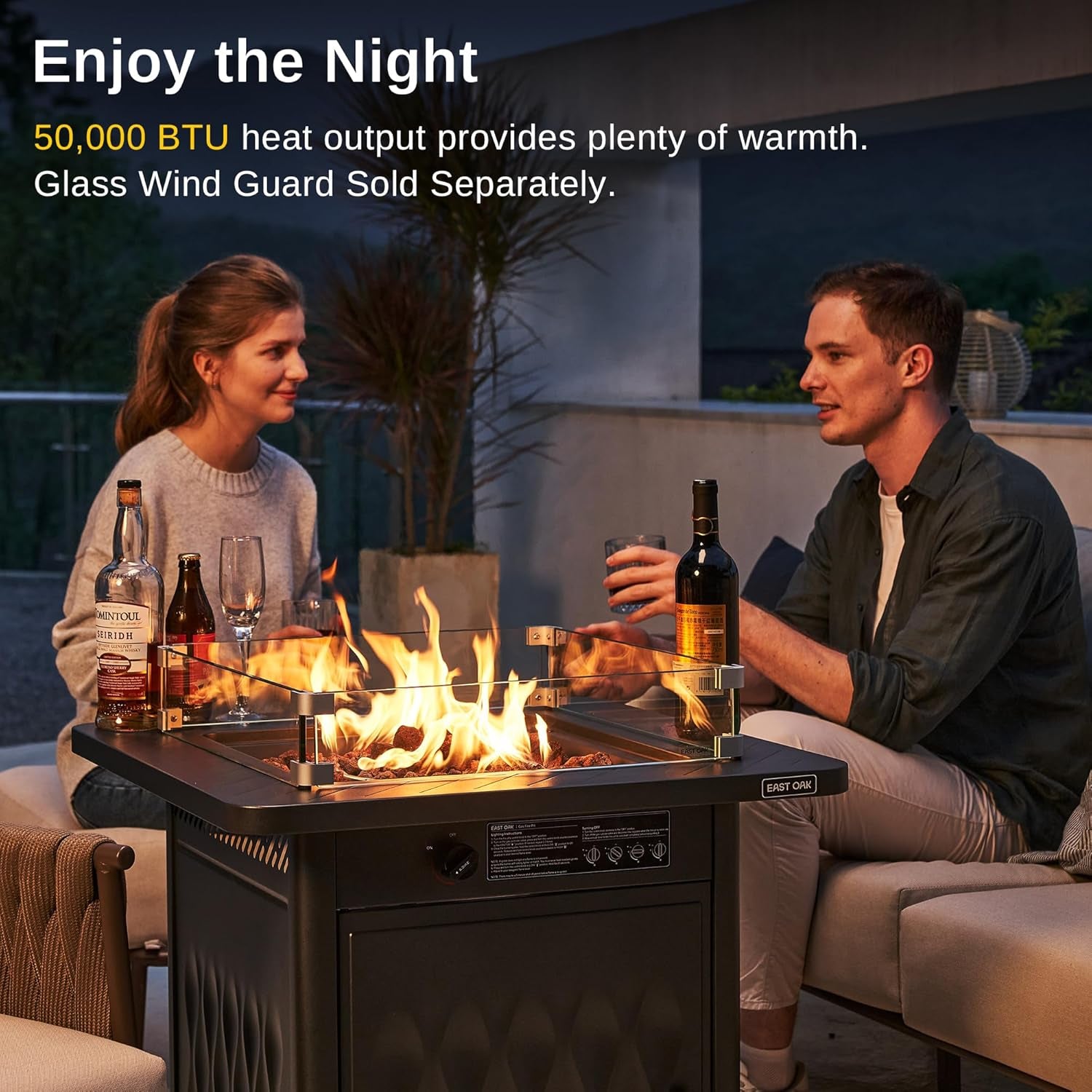 28'' Steel Propane Fire Pit Table, 50,000 BTU CSA Certified Fire Table with Magnetic Lid, Steel Gas Firepit for Outdoor and Garden, Cover-Storage Basket and Lava Rock , Chocolate Coffee