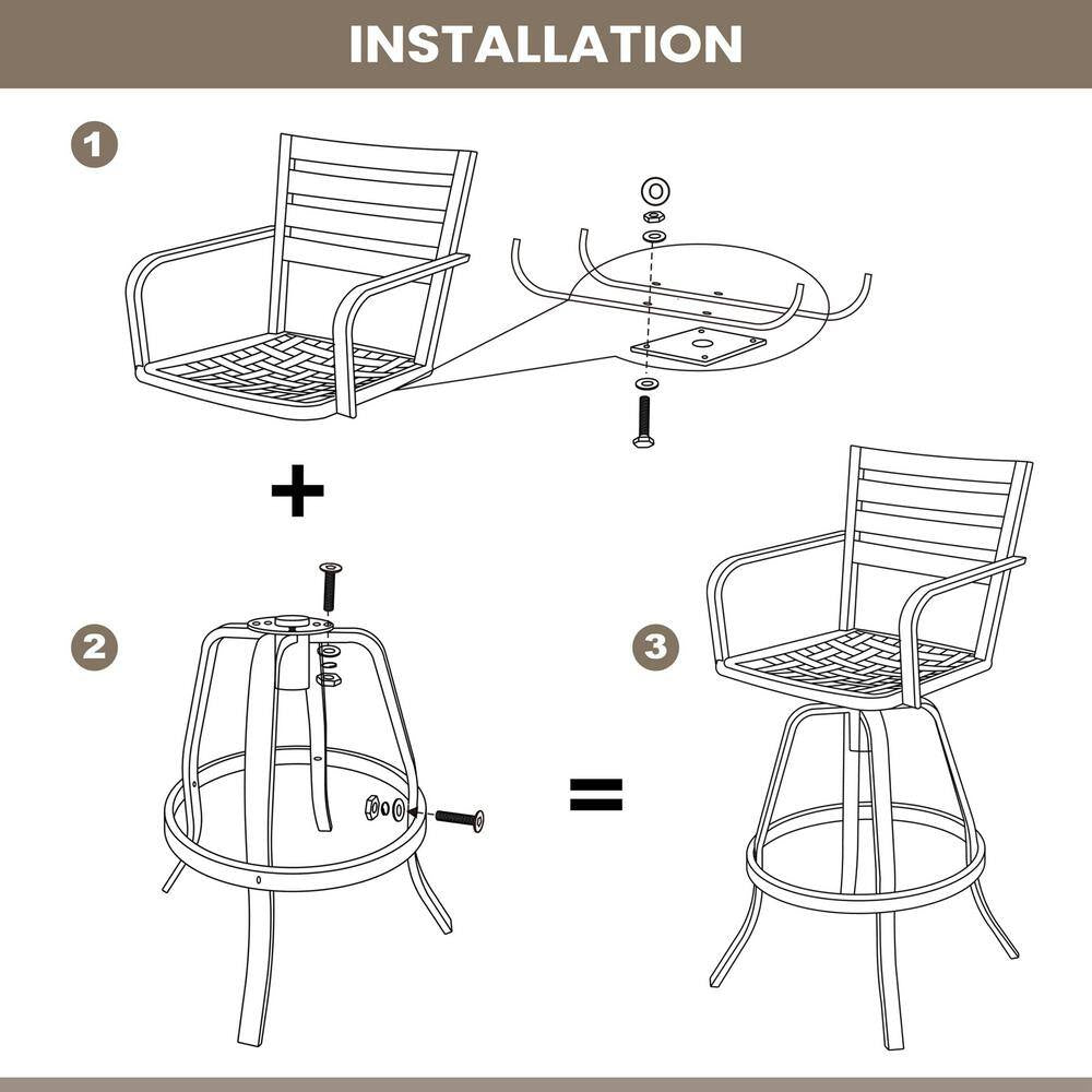 Swivel Cast Aluminum Outdoor Bar Stool with Sunbrella Red Cushion (2-Pack)