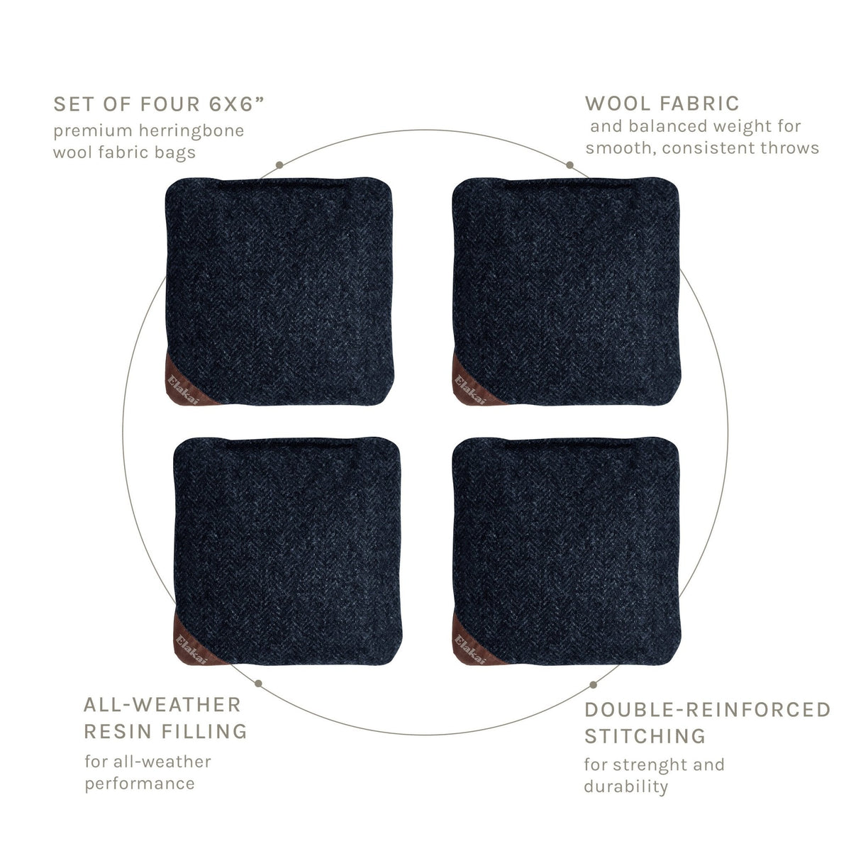 Elakai 6-in Herringbone All-Weather Cornhole Bags | Set of 4