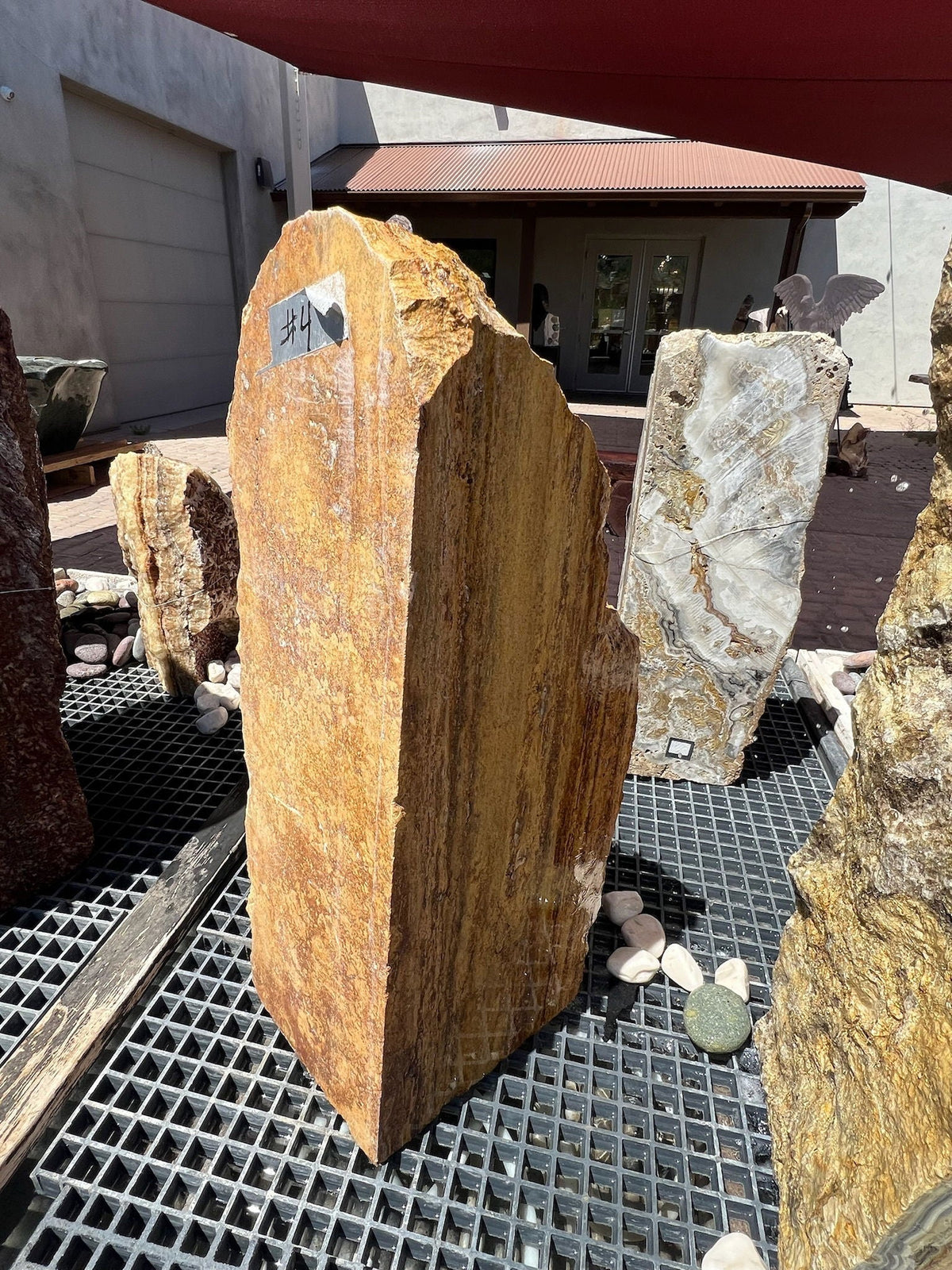 Rare Earth Gallery Red & Carmel Travertine Onyx Fountain