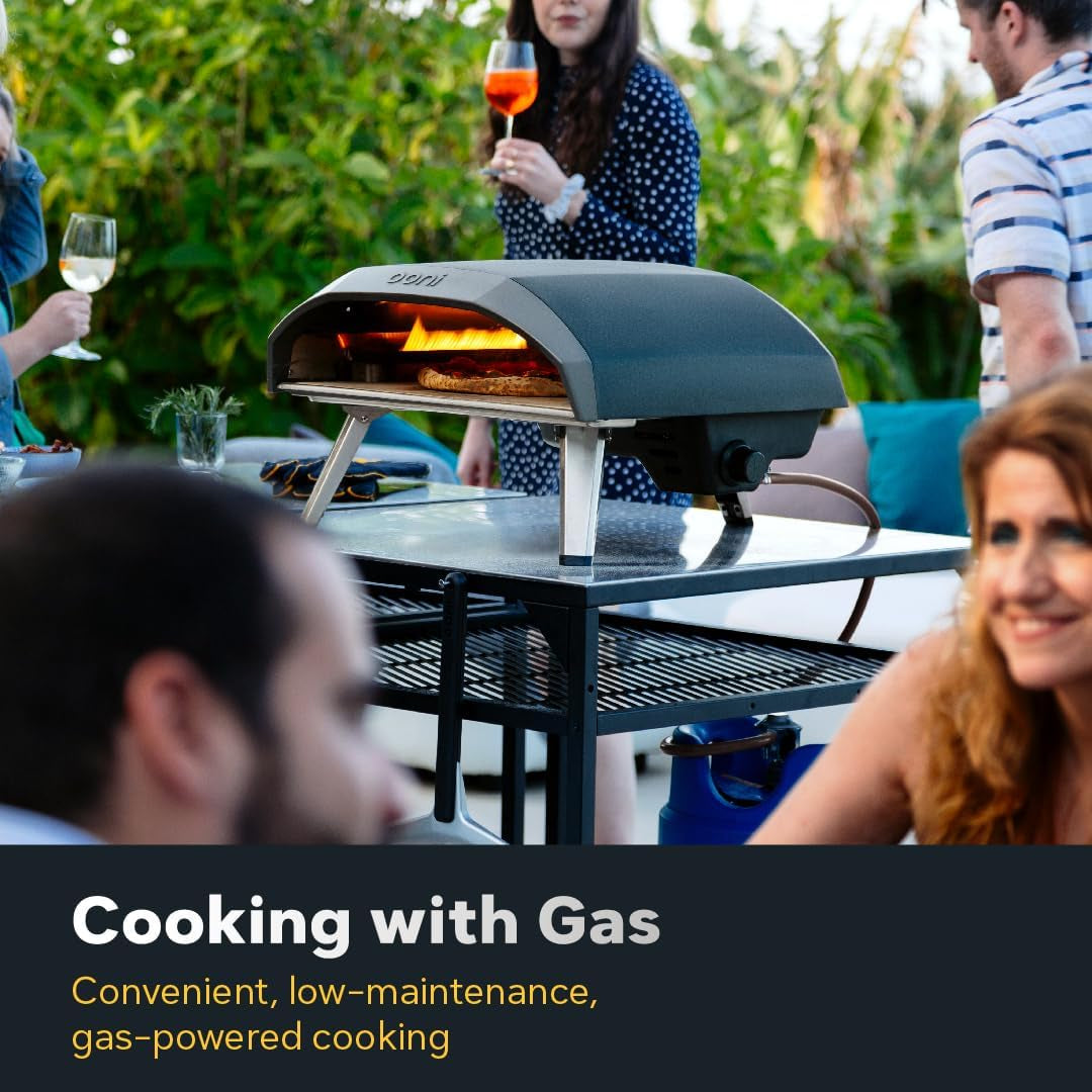 Ooni Koda 16 Natural Gas Pizza Oven – 16" Gas Powered Outdoor Oven with 28 Mbar Regulator and Gas Hose, Gas Powered Portable Pizza Oven - Foundry Black
