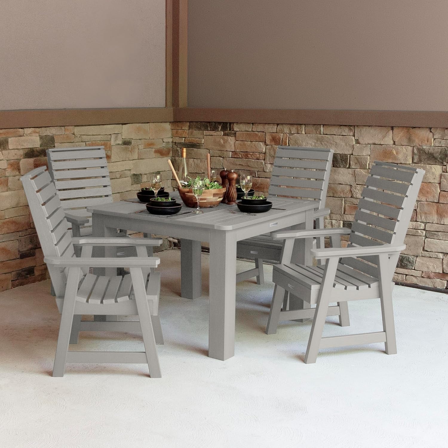 Weatherly 5-Piece Square Dining Height Outdoor Dining Set, Harbor Gray