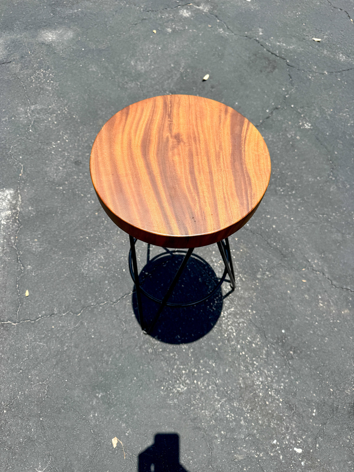 Broward Design Iron Frame Bar Stool with Teak Seat