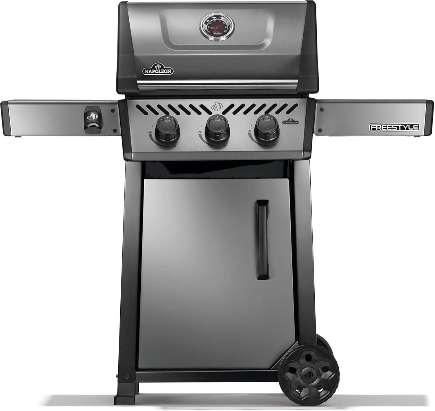 Freestyle 365 Propane Gas Outdoor Grill, Graphite Grey – 3-Burner BBQ with Porcelain Coated Cast Iron Iconic WAVE™ Cooking Grids