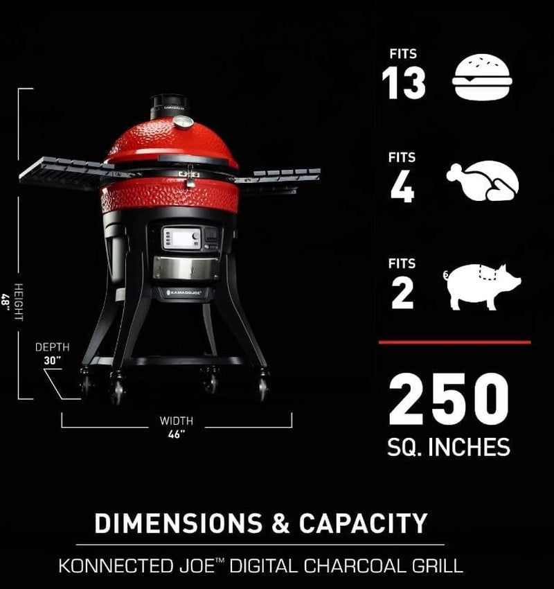 Konnected Joe 18 In. Digital Charcoal Grill and Smoker with Auto-Ignition and Wi-Fi Temperature Control KJ15041123