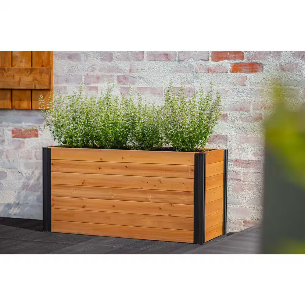 Vita Mezza 39"L X 16"W X 19"H Small Cedar Parklette Planter, Golden Brown, VT17715