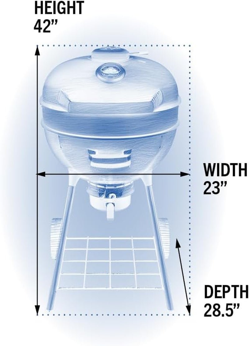 PRO22 Professional Charcoal Kettle Grill, Black, Porcelain-Enameled Lid and Bowl, Chrome-Plated Cooking Grid