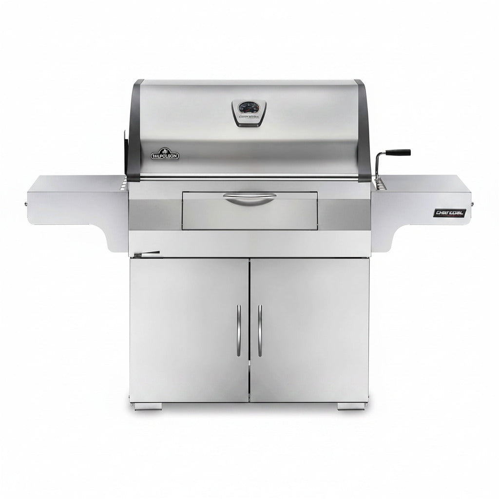 Stainless Steel PRO 605 Charcoal Professional BBQ Grill - PRO605CSS - Professional Style Charcoal Barbecue Grill, Full Size Cart Model Charcoal BBQ, Smoker Charcoal BBQ