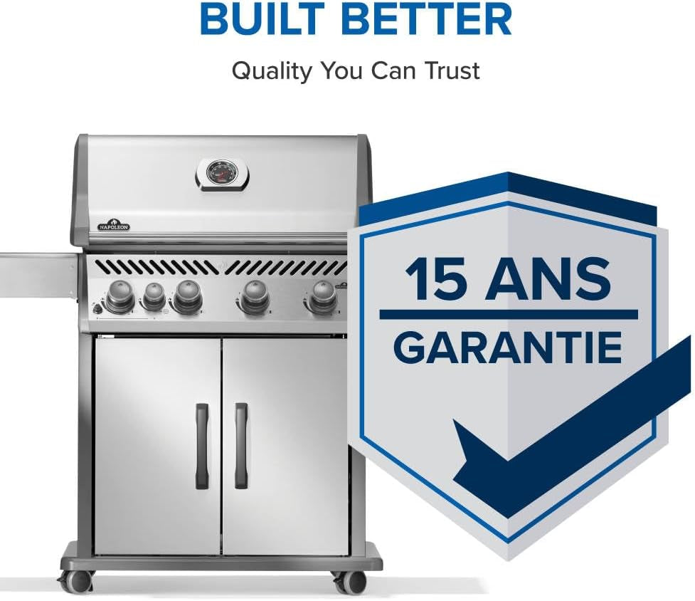Rogue 525 Natural Gas Grill with Range Side Burner, Stainless Steel, Durable 4-Burner Cooking