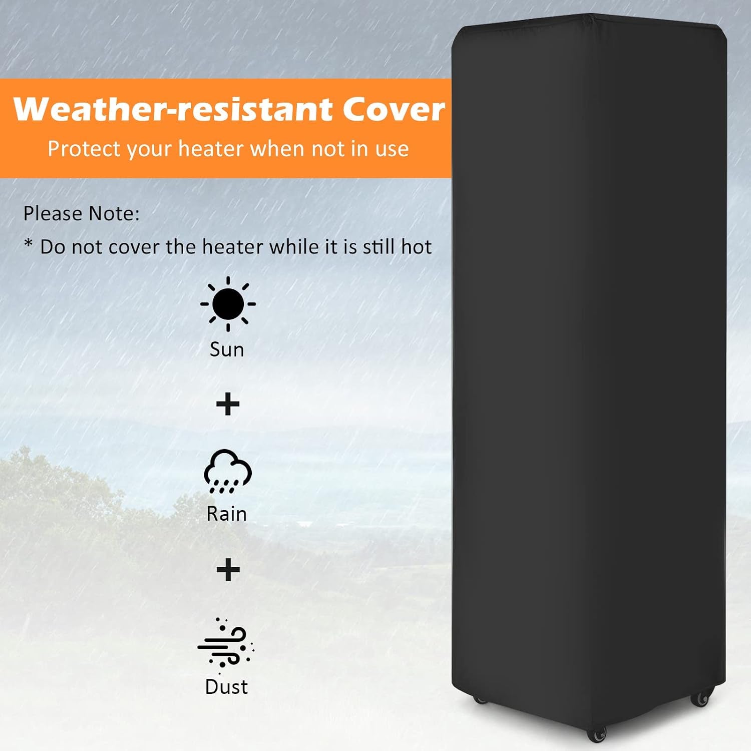 41,000 BTU Propane Patio Heater with Waterproof Cover, Outdoor Heater with Lockable Wheels, Adjustable Feet, Tempered Glass Tube, Suitable for Garden Porch Patio Deck (Black)