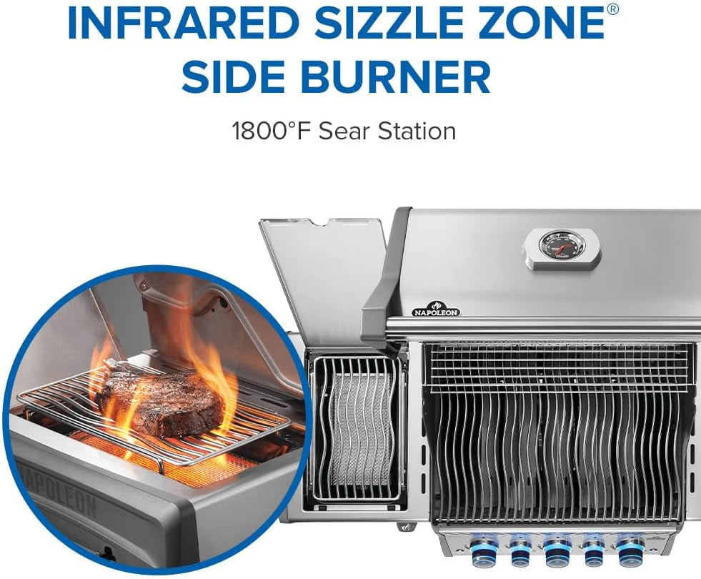 Rogue PRO-S 425 Propane Gas Grill with Infrared Side and Rear Burners, Stainless Steel, Durable 5-Burner Grilling Experience