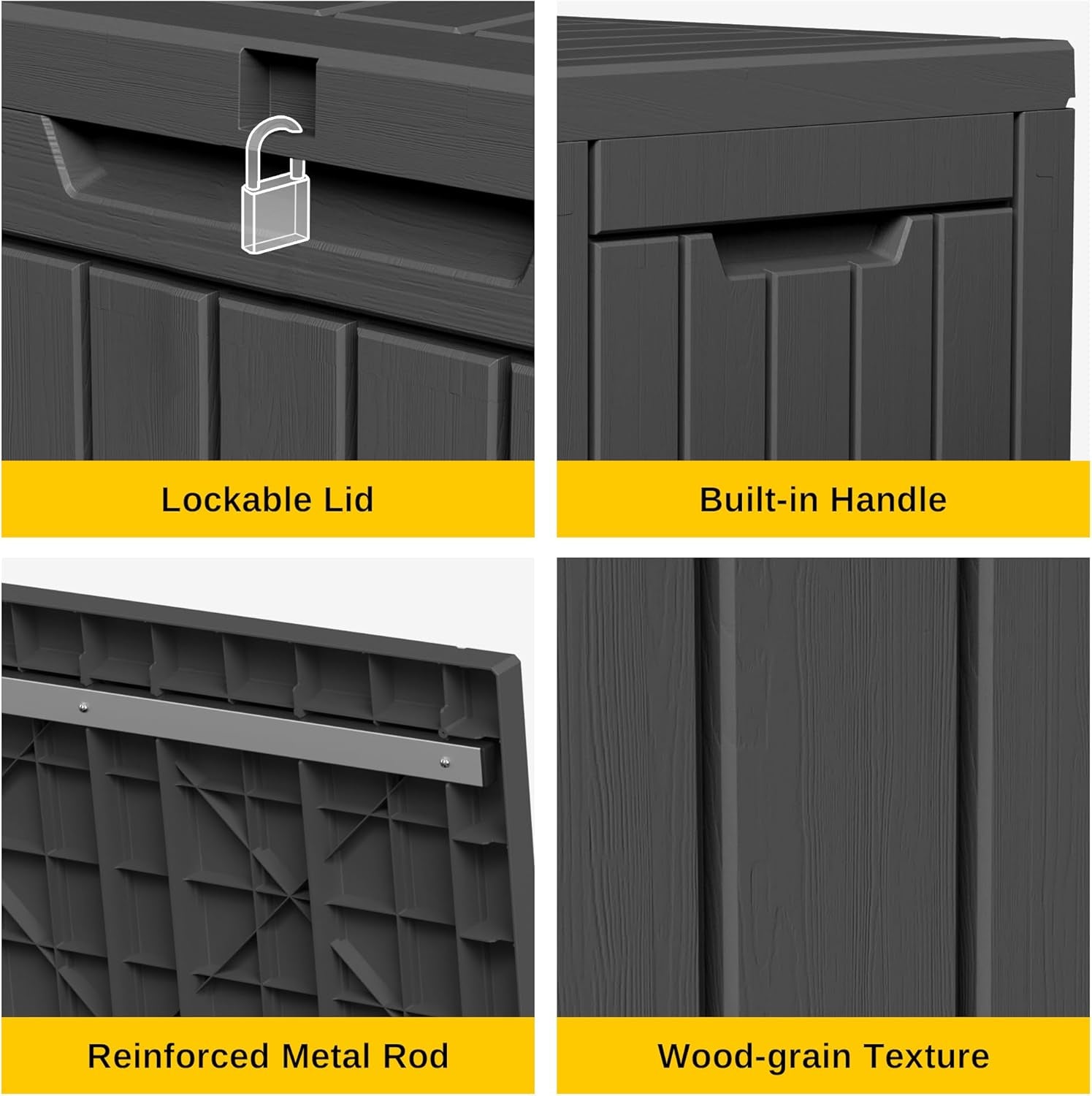 Outdoor Storage Box, 60 Gallon Deck Box Indoor and Outdoor Use, Black