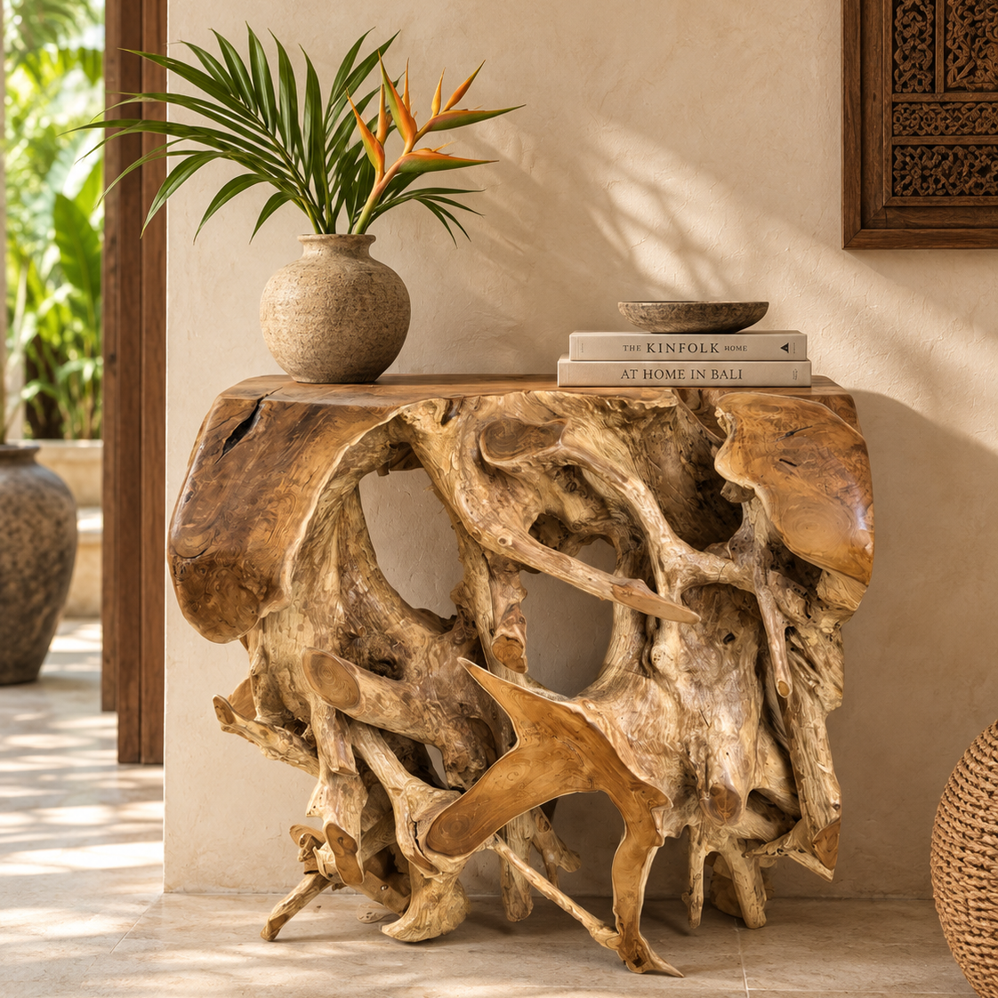 Broward Design Handcrafted Bali Teak Root Console Table, 32" – One of a Kind