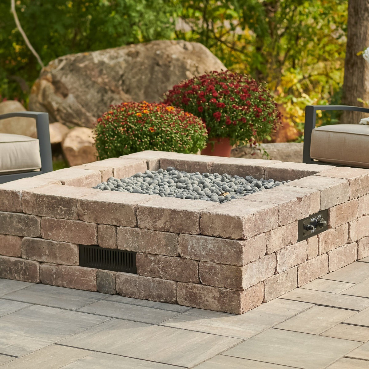 Outdoor GreatRoom Bronson 51" Square Gas Fire Pit Kit