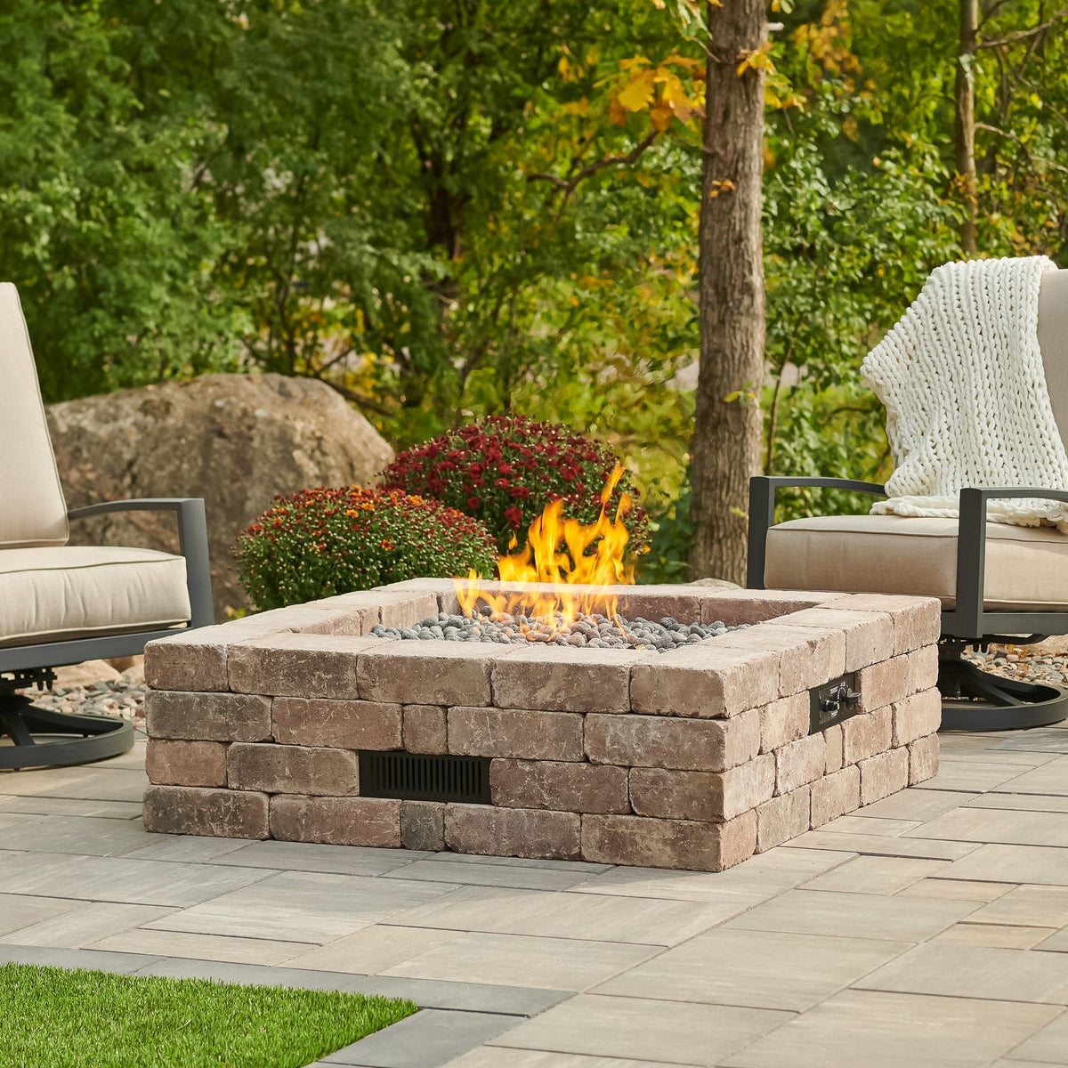 Outdoor GreatRoom Bronson 51" Square Gas Fire Pit Kit