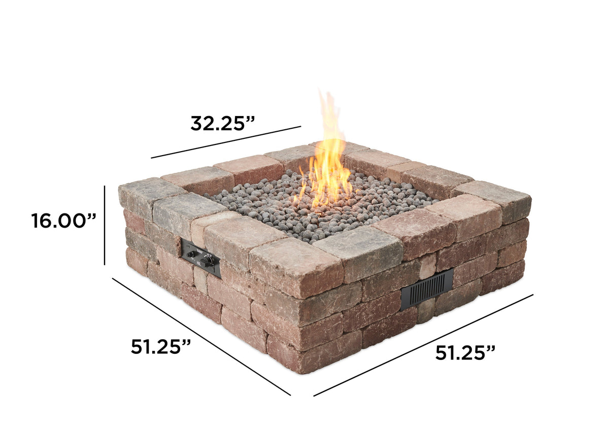 Outdoor GreatRoom Bronson 51" Square Gas Fire Pit Kit