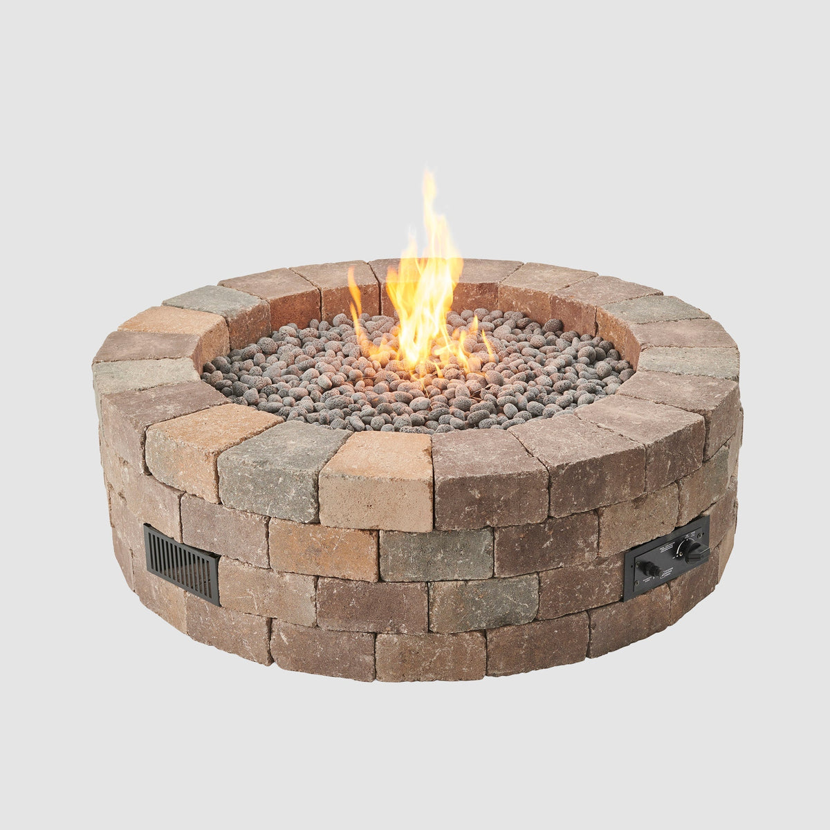 Bronson Block Round Gas Fire Pit Kit by Designing Backyards