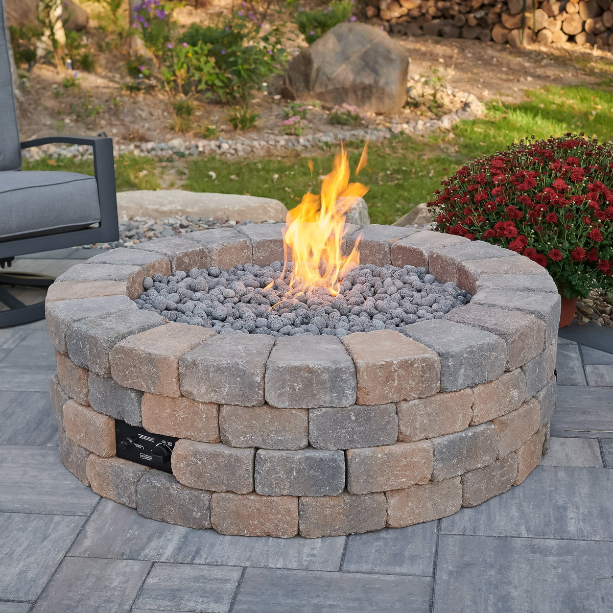 Bronson Block Round Gas Fire Pit Kit by Designing Backyards
