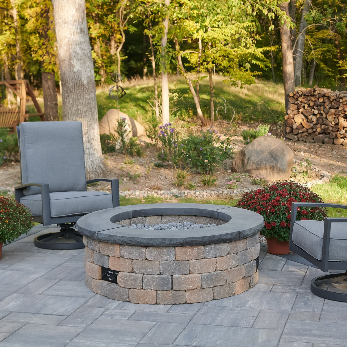 Bronson Block Round Gas Fire Pit Kit by Designing Backyards