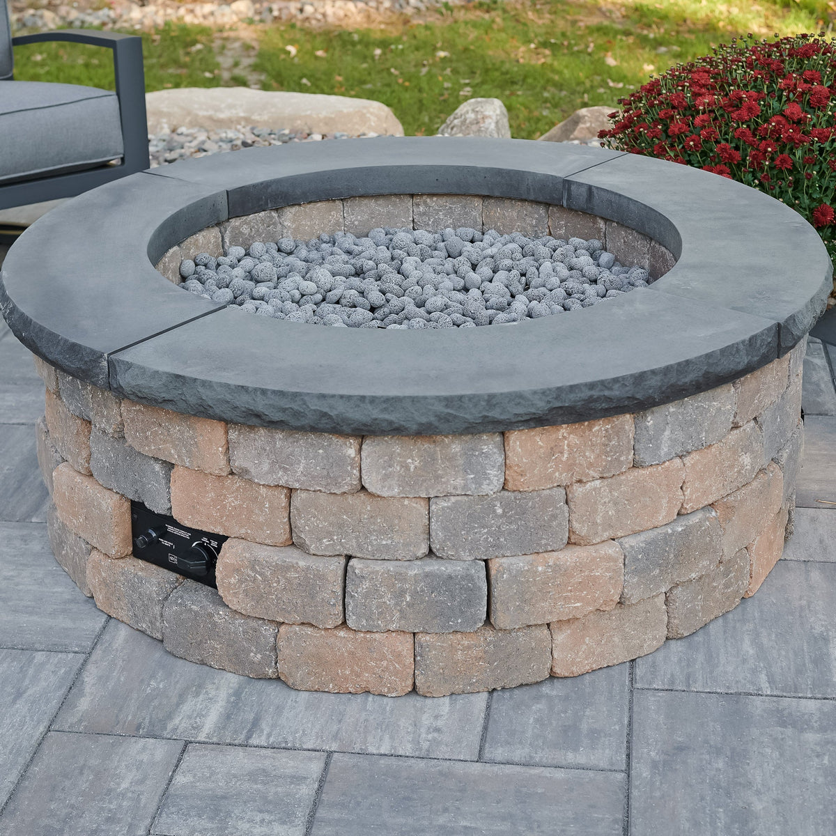 Bronson Block Round Gas Fire Pit Kit by Designing Backyards