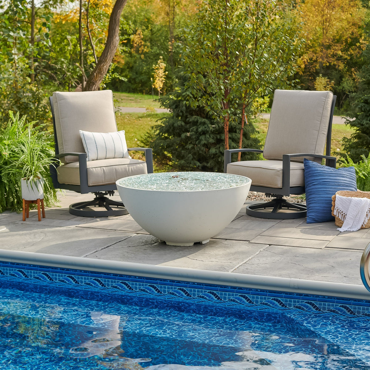 Cove Edge 42" Concrete Gas Fire Pit Bowl by Designing Backyards