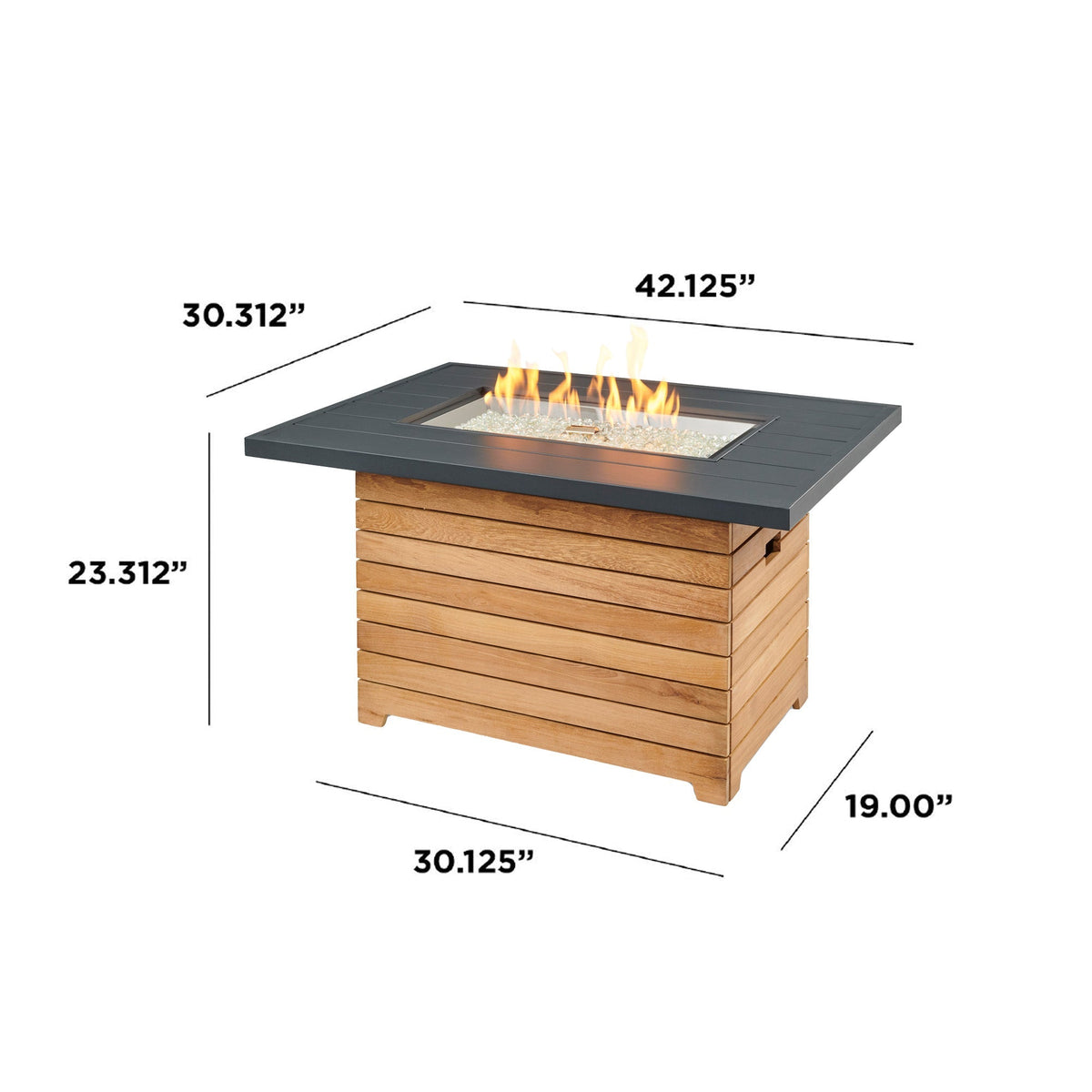 Outdoor GreatRoom Darien 42" Rectangular Gas Fire Pit Table